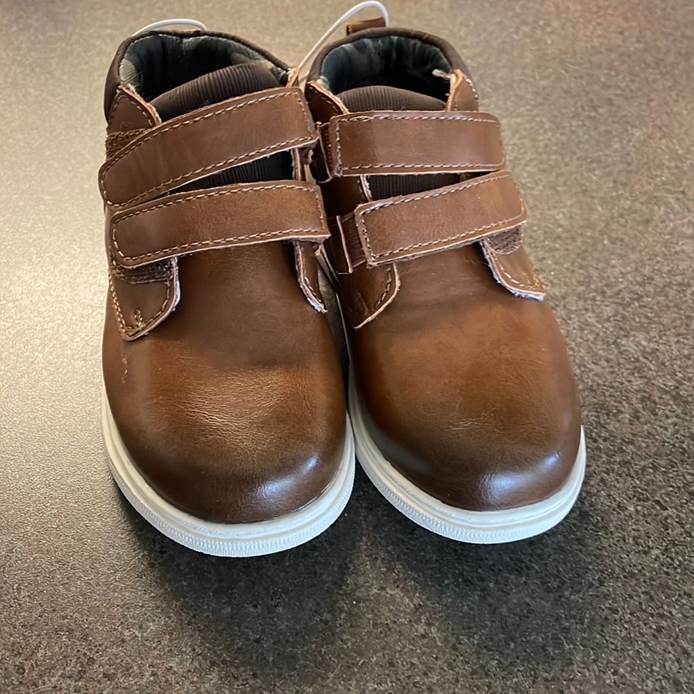 Brown leather boys shoes